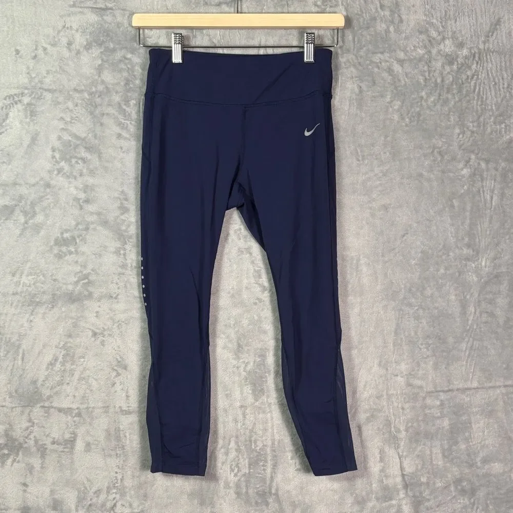Nike Purple Blue Dri-Fit Reflective Drawstring Leggings Size Small